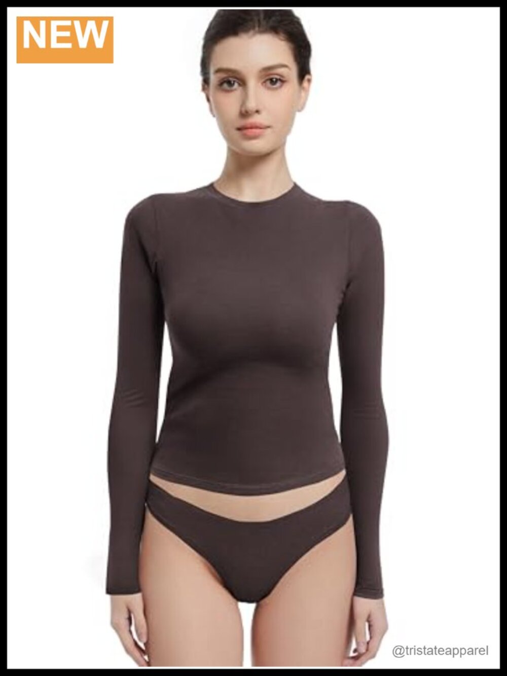 Long Sleeve Crewneck Fitted Crop Top Cotton Elastane Y2K Going Out Tee